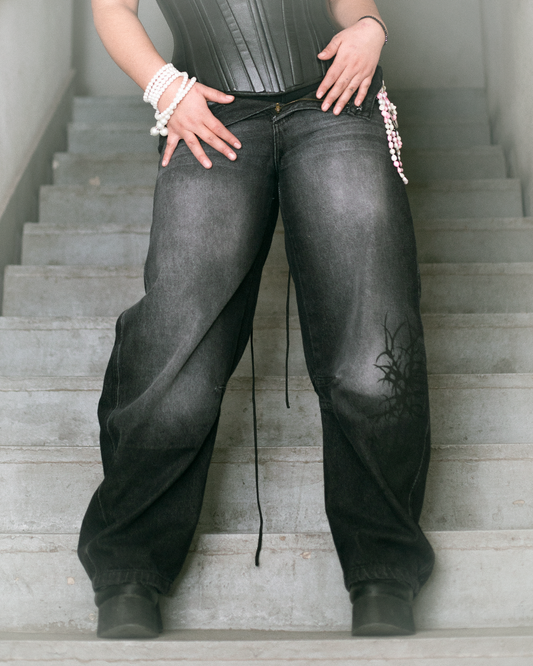 JEANS BAGGY FADED NEGRO